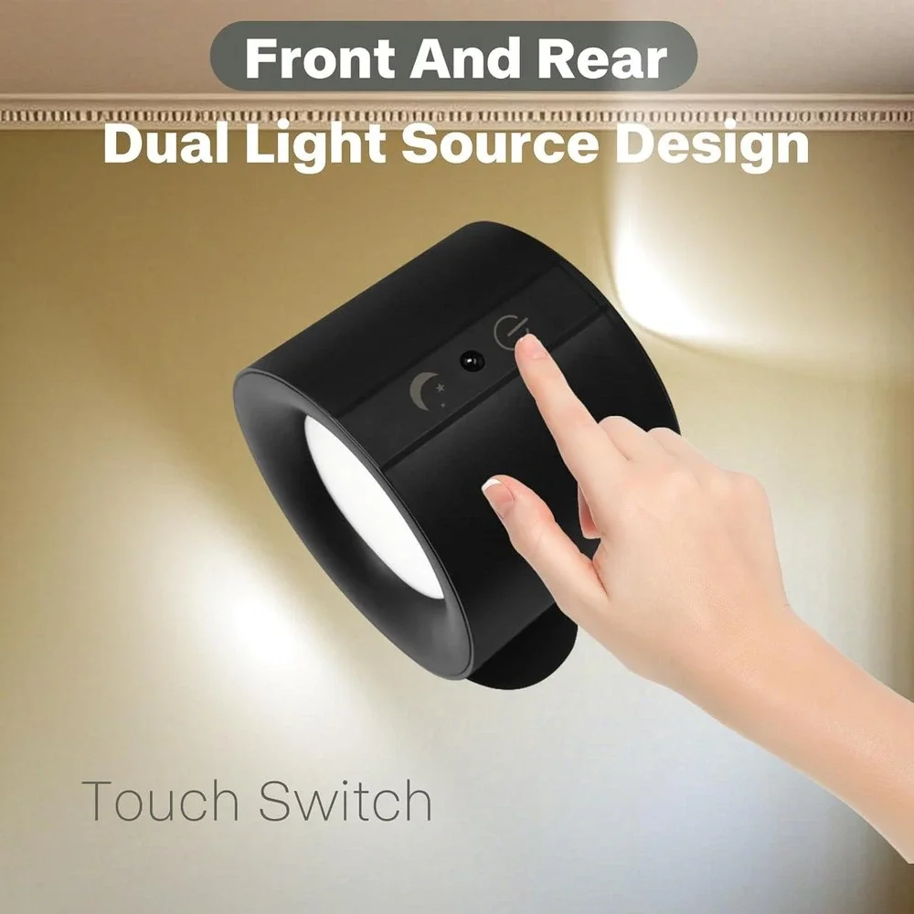 Set‎ of 2 LED Wall Lights SK-BD80A Black 1200mAh Rechargeable Double Sided Wire